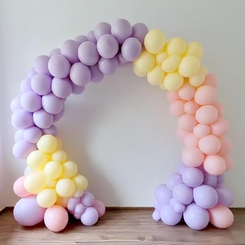 Image of Regular Balloon Combo For Decoration with Glue Dots & Balloon Arch Strip - Party Decor Set For Easy Party Setup (PINK YELLOW PURPLE, 50)