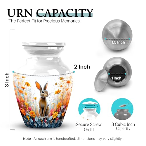Image of Rabbit Urn Cremation Urn Human Ash 3 Inch 4 Qty | Decorative Urns for Male & Female Ashes Keepsakes Urns for Ashes