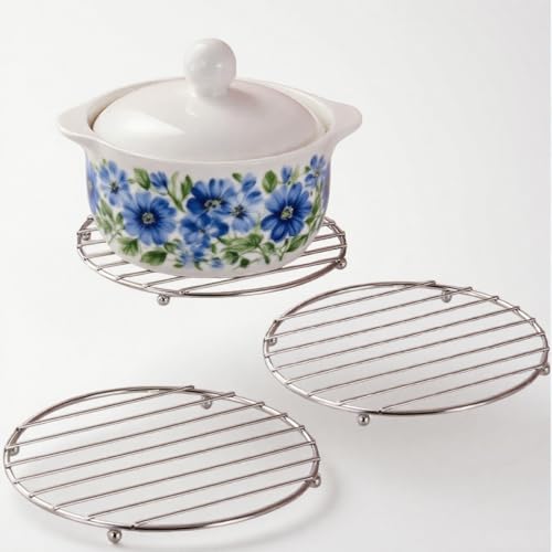 Comparison: Best Metal Hot Pot 8 3-Pack Stainless Steel Trivets for Hot Pots and Pans – Metal Pot Holder Set for Kitchen Counter & Dining Table with Simple Round Design, Compatible with All Stainless Steel Cookware Sets (Round)