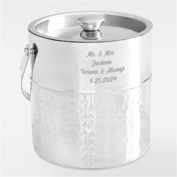 Personalization Universe Personalized Hammered Metal Ice Bucket with Lid – Perfect Housewarming, Wedding, and Engagement Gift – Stainless Steel, Double-Walled Insulated – 8