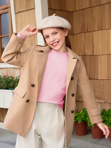 Image of Haloumoning Girls Knit Sweaters Casual Long Sleeve Textured Pullover Tops Kids Loose Fit Comfy Fall Clothes 5-14 Years