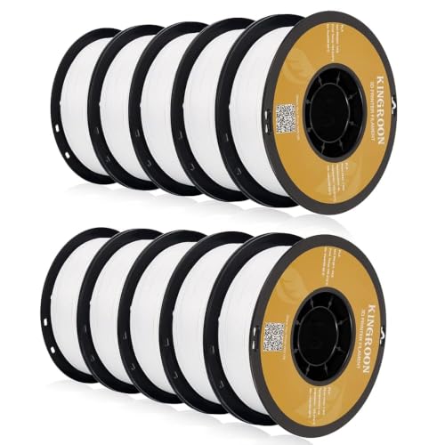 Image of Kingroon 10KG White PLA Filament 1.75mm, 10 Spools Bulk 3D Printer Filament with ±0.02mm Tolerance,Low Warping Easy to Print PLA for Most FDM Printers