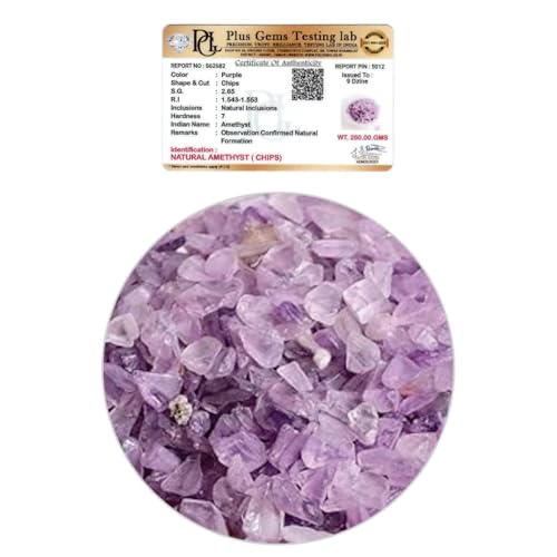 Image of Certified Amethyst Crystal Chips 250 GM with Authenticity Certificate | Natural Purple Quartz Decorative Stone Chips for Pooja Room, Meditation, Vastu, Resin Art, Crafts & Aquarium Decor