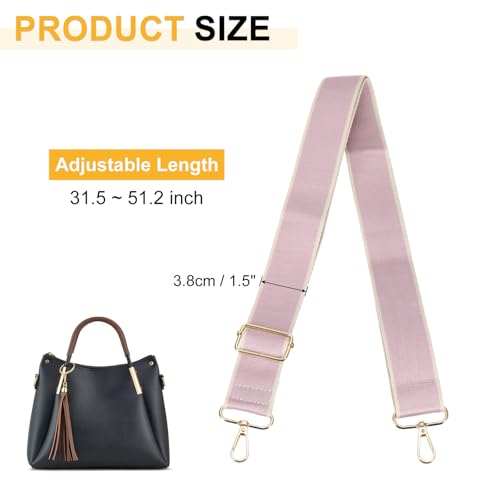 Image of PATIKIL 55in Purse Straps Replacement Crossbody, Bag Straps Crossbody Universal Adjustable Canvas for Purses Handbags Guitar, Light Pink