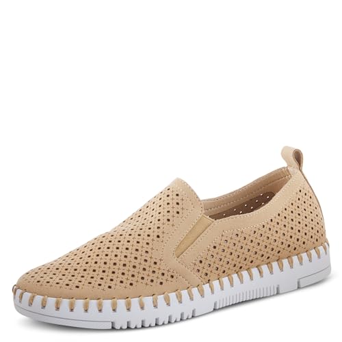 Image of PATRIZIA Surfie Women's Slip-On Shoes - Perforated Microfiber with Leather Insole, Flexible Rubber Sole, and 1 inch Heel for All-Day Comfort