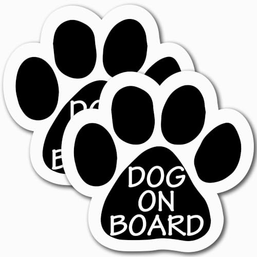 Image of Dog on Board Cute Pawprint Car Magnet 5 Inch 2 Pack, Dog Lover Gift | Heavy duty magnetic decal for car, truck, SUV or fridge, full color UV printed