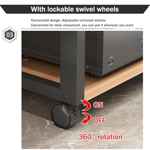 Support multimédia AV à 3 niveaux pour console stéréo et routeur avec étagère mobile en bois - 6