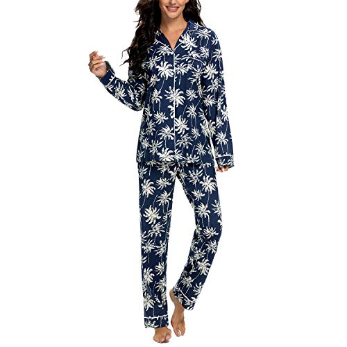 Image of Tugege Pajamas Set Long Sleeve Sleepwear Womens Button Down Nightwear Pj Sets