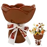 Bouquet de fleurs coloré - Vase à fleurs en céramique - Bandes décoratives - Petit vase de 15 cm - Décoration moderne de salon - Vase original - Décoration de table - Vase tulipe - Vase en céramique - Marron