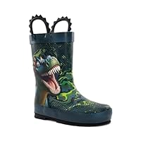 Western Chief Rain Boots with Pull on Handles for Toddlers and Kids - Premium Waterproof Boots for Boys and Girls, Thunder Rex, 6