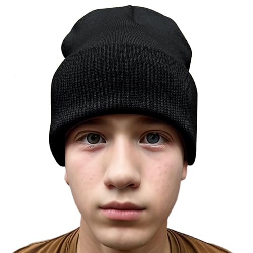 COUVER Unisex Knit Cuff 12 inch Beanie, Black, 1 Piece