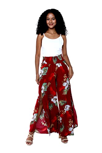 Image of Matchable Family Hawaiian Luau Men Women Girl Boy Clothes in Pineapple Garden Burgundy