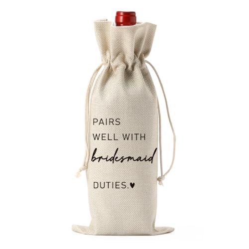 Image of Bridesmaid Bridal Party Shower Gifts for Bridesmaids Wine Bag | Pairs Well With Bridesmaid Wine Accessory Sets