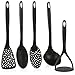 COM-FOUR® 5-czesciowy zestaw gadzetów kuchennych - przybory kuchenne - lyzka do gotowania, chochla, lopatka i tluczek do gotowania (5 czesci czarny)