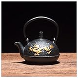 MEVZHH Hervidores de Estufa, Utensilios de Té 300Ml Hierro Fundido Sur de Japón Vieja Olla Tetera Creativa Doble Dragón Tetera Suelta