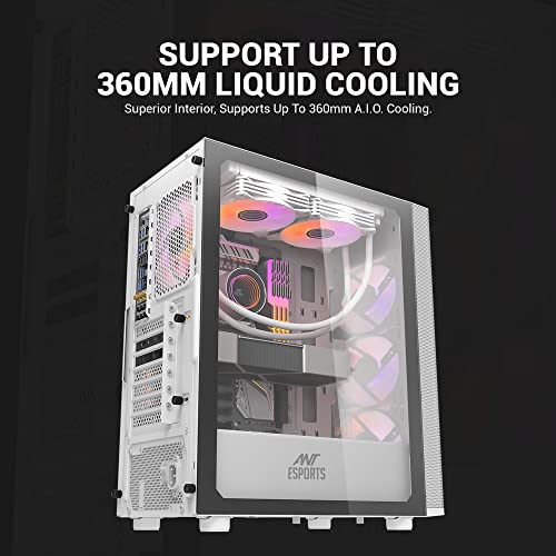 Image of Ant Esports 250 Air Mid- Tower Computer Case /Gaming Cabinet - White | Support - ATX, M-ATX, ITX | Pre-Installed 3 x 120mm Front Fans