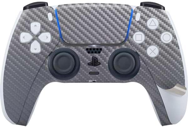 Skinit Decal Gaming Skin Compatible with PS5 Pro Bundle - Silver Carbon Fiber Specialty Texture Material Design