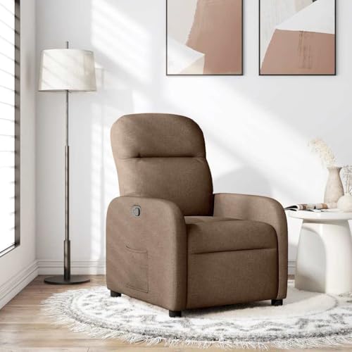 Tonture Sillón de relax de tela marrón, ajustable manualmente con función reclinable, cómodo sillón de descanso para salón, dormitorio, silla de lectura para adultos, capacidad máxima de 110 kg