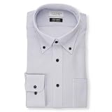 [アオキ] スーパーノンアイロン ワイシャツ 長袖 快適ストレッチ ビジネス シャツ メンズ ブルー ボタンダウン 683-01 首回り39cm裄丈86cm