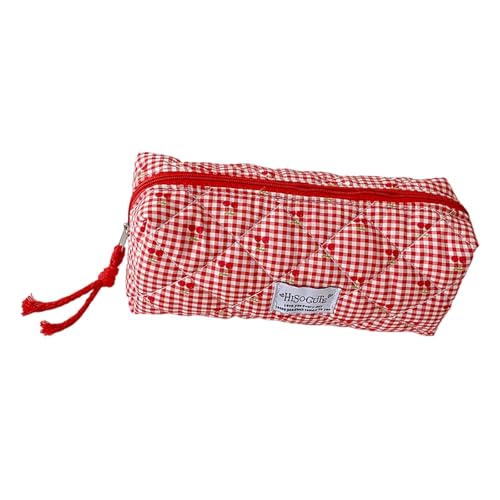 yanwuwa Estuche con cierre de cremallera, diseño de cerezas coloridas, textura de tela, perfecto para primaria, escuela, esencial, estuche para niñas, Red