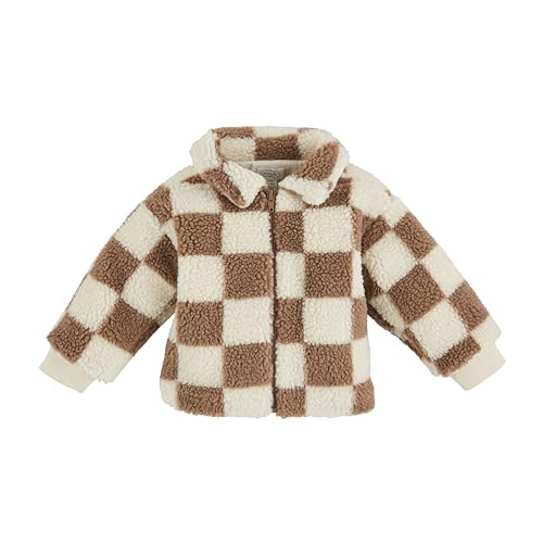 Mud Pie Girls Children Tan Check Sherpa Jacket