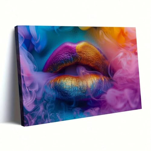 Peinture sur toile graffiti multicolore avec cadre de 40x70 cm pour décoration de salon moderne