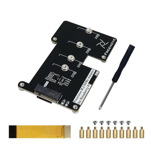 Freenove M.2 NVMe Adapter V2 for Raspberry Pi 5 (without SSD), M.2 HAT Add-on Board, Solid State Drive Size 2230 2242 2260 2280, PCIe 2.0/3.0, Max Speed 1231 MB/s