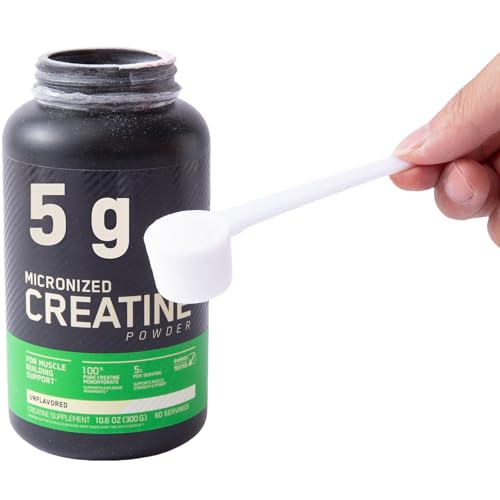 3-Pack 5g Scoop for Creatine – White Measuring Spoons Calibrated for Creatine Monohydrate Powder – Accurate 5 Gram Portion Scoop for Supplements, Pre-Workout, Gym Use, Fitness Routine