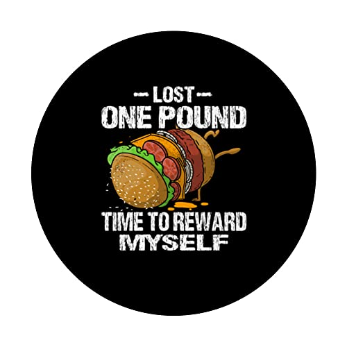 Lost One Pound - Funny Burger PopSockets Swappable PopGrip, Black - Image 3