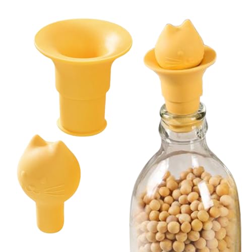Tapón de vino, sellador de vino de silicona con diseño de cabeza de gato con embudo, cubierta de botella a prueba de fugas, multiusos para champán, licor, whisky, vinagre, aceite, salsa de soja, 2.48