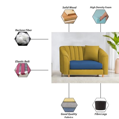 Image of Doraldo Seater Sofa Set for Living Room (Blue Yellow) Premium Fabric Sofa Set