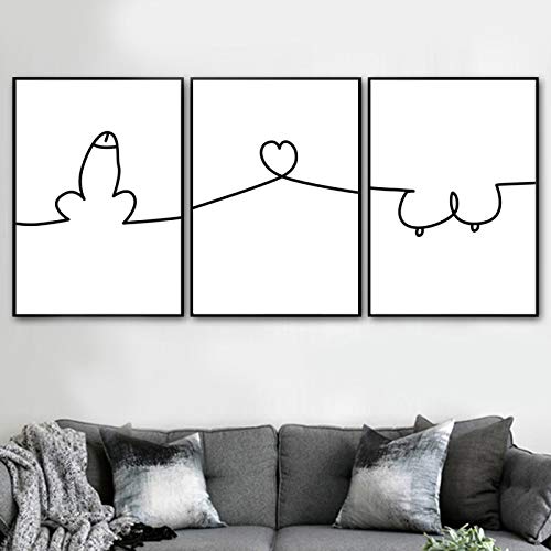 Affiches et impressions nordiques ligne de coeur de poitrine peinture sur toile salon 50X70cm