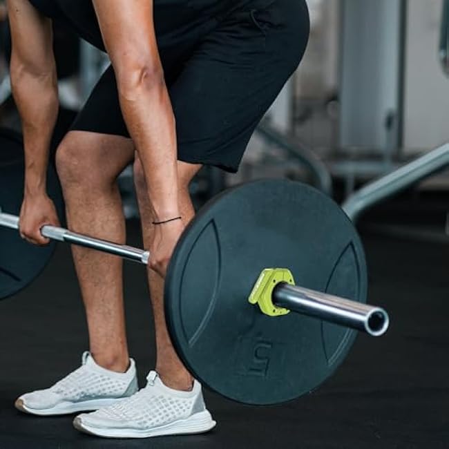 Barbell Clips (Pair), Barbell Clamps, Quick Release Olympic Barbell Clamps with Anti Slip TPR Grip, Barbell Collars for Secure Weightlifting & Powerlifting (Black) (MAG, Green)