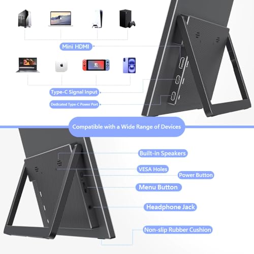 Image of 13.5 inch Portable Monitor 2256x1504 IPS Laptop Screen, Slim Lightweight Dual USB C HDMI Computer Gaming Display with Speakers, Travel Monitor for PC Phone PS5 /4 Xbox Switch