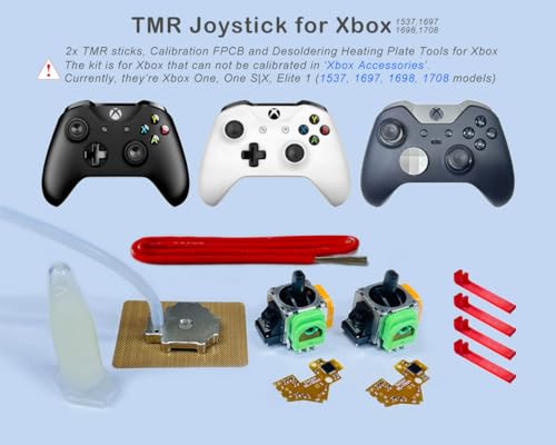 Image of ElecGear 2x TMR Joystick and Desoldering Heating Plate Replacement for Xbox One Controller, Calibration PCB, TMR Hall Control Stick and Soldering Wick Repair Tools - (TMR-XB1)