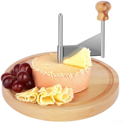SMZhomeone Stainless Steel Cheese Curler With Wooden Base, Rotating Cheese And Chocolate Slicer For Elegant Rose-Shaped Curls, Kitchen Tool For Dessert Presentation, 22.2 X 14.3 Cm