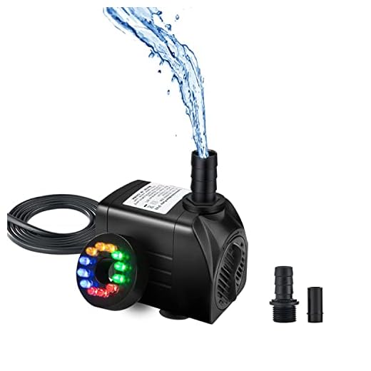 Homvik Bomba de Agua Sumergible con LED Luces 1000L/H 15W para Acuario Estanque Pecera Fuente Circulación de Agua Dulce y Marino con Boquilla 1.5m de Altura