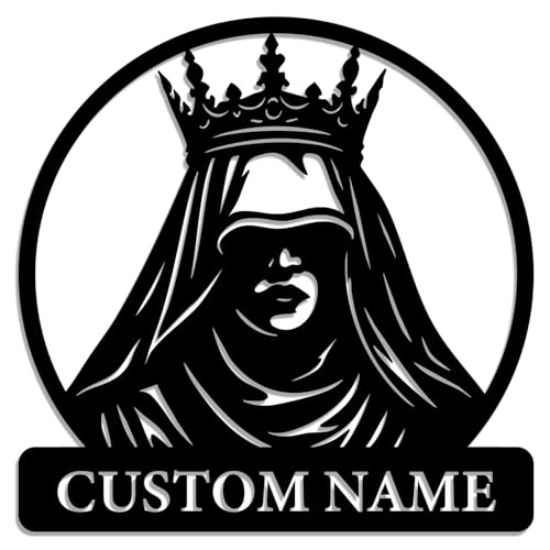 Personalized Queen Metal Wall Art Custom Name Sign Elegant Royal Lady Decor Vintage Noble Woman Steel Wall Hanging Gift for Home Bedroom Living Room (Style-3)