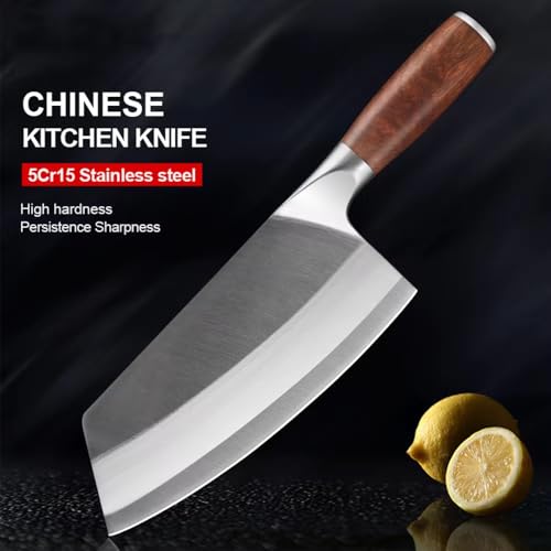 Image of Wizbiz 7 Inch Blade Meat Cleaver Knife for Kitchen Heavy Duty Meat Knife Butcher Cleaver Chopper for Cutting Mutton, Chicken, Bones Vegetable - Kitchen Cutting Tool