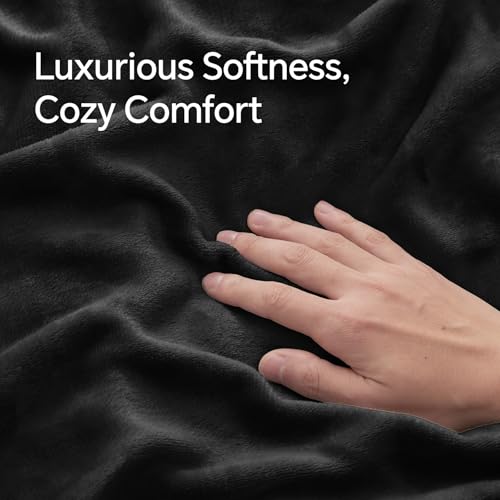 Image of BEDELITE Flannel King Size Pillow Cases Set of 2, Black, 20x36 Inches
