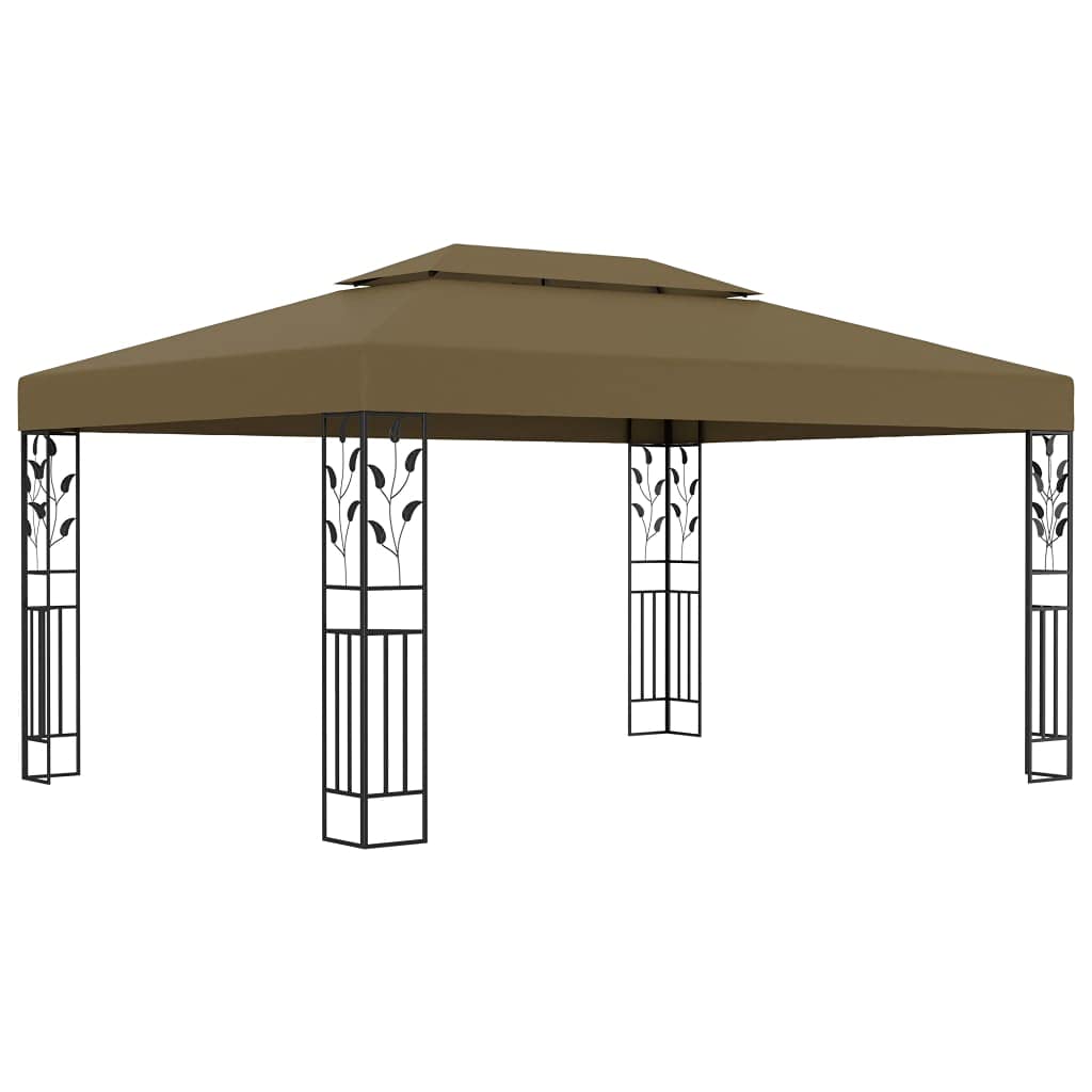 Pawilon z podwójnym dachem, 3 x 4 m, kolor taupe, stal malowana proszkowo, poliester 180 g/m² z powłoką PA, namiot ogrodowy na imprezę, grillowanie, wesele, ochrona na zewnątrz i zapewnia