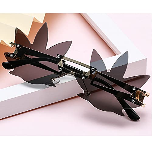 Image of Vintage Punk Sunglasses Men Women 2020 Fashion Colorful Rimless Leaf-shaped Sun Glasses