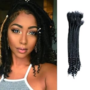 EV&ET Loc Extension Human Hair 10 Strands 100% Huamn Hair Dreadlocks Extension Can Be Dyed Bleached Curled Handmade loc Extension for Men Women