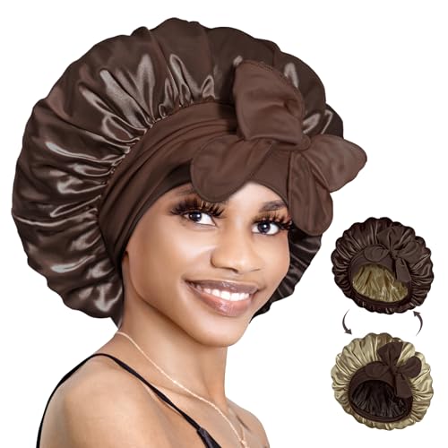 BONNET QUEEN Silk Bonnet for Sleeping Women Reversible Double Layer Satin Bonnet Hair Bonnet night sleep cap for curly hair