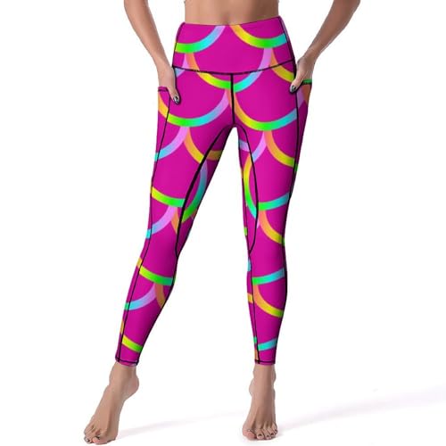 Legging rose sirène pour sport et yoga taille haute en taille S