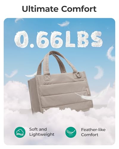 Image of BAGSMART Mini Tote Bag for Women, Puffer Quilted Crossbody Purses, Zipper Closure for Work Travel College, Desert