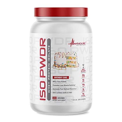 Metabolic Nutrition Whey Protein Isolate ISO PWDR Birthday Cake, 1.54lb, 23 Servings, 26g Protein, Fast Digesting, Zero Carbs, Delicious Flavor, Zero Very Low Carbs & Fat, Zero Lactose