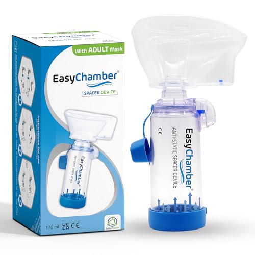 EasyChamber Anti-Static Spacer Device for Metered Dose Inhalers with Adult Mask Adult and Standard Options BPA- and Latex-Free