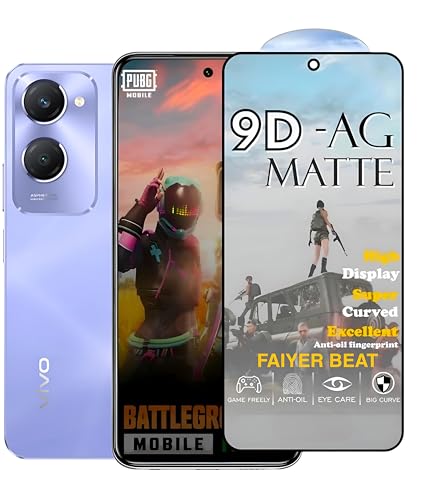 Image of Premium Tempered Glass for VIVO Y28S (matte finish glass, Pack of 1) Full Screen Coverage gaming matte Screen Protector Guard (VIVO Y28S)