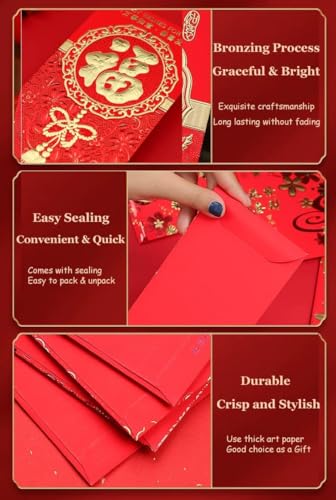 Envelope vermelho chinês, bolso tradicional chinês Hong Bao da sorte para casamento de ano novo